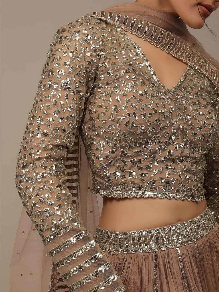 Gorgeous Beige Sequins Georgette Party Wear Lehenga Choli