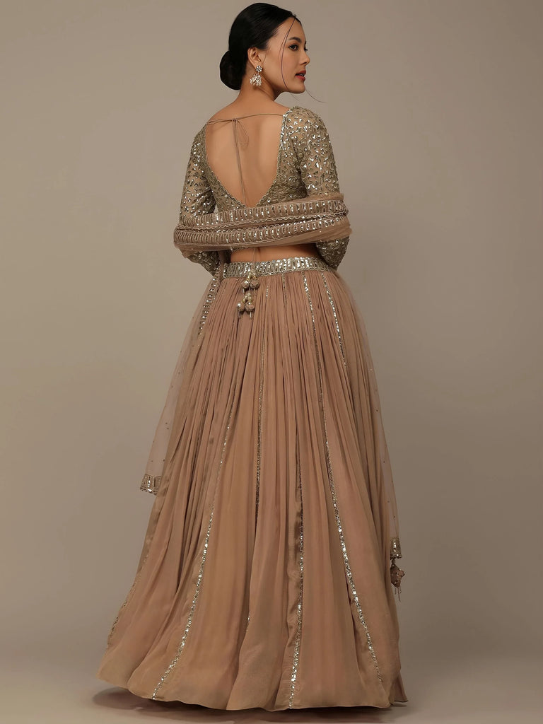 Gorgeous Beige Sequins Georgette Party Wear Lehenga Choli