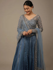 Lovely Blue Sequins Georgette Bridesmaid Lehenga Choli With dupatta