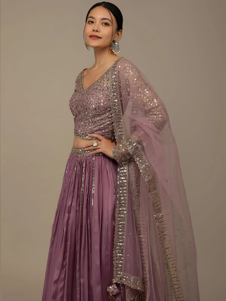 Glamorous Pink Sequins Georgette Reception Wear Lehenga Choli