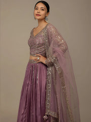 Glamorous Pink Sequins Georgette Reception Wear Lehenga Choli