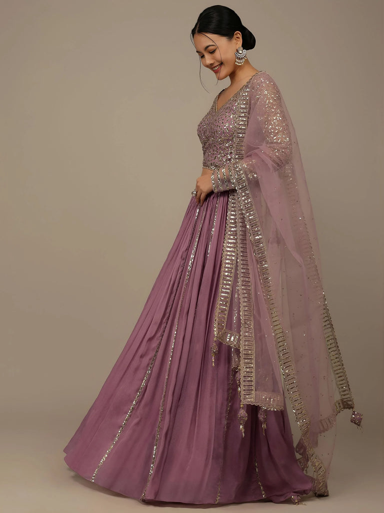 Glamorous Pink Sequins Georgette Reception Wear Lehenga Choli