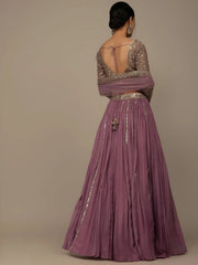 Glamorous Pink Sequins Georgette Reception Wear Lehenga Choli