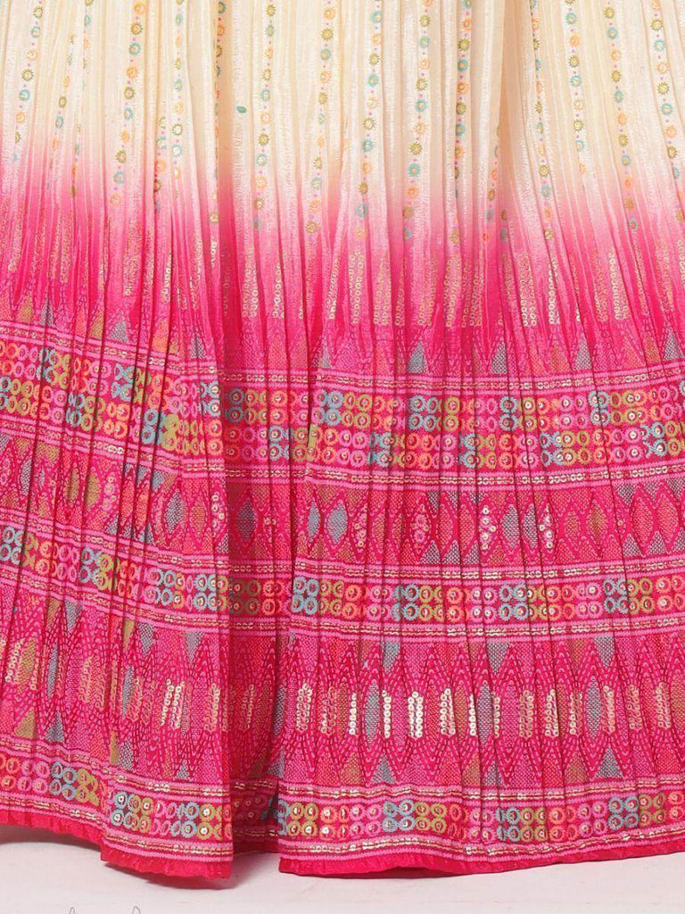 Endearing Cream Foil Work Chinon Silk Event Wear Lehenga Choli