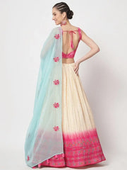 Endearing Cream Foil Work Chinon Silk Event Wear Lehenga Choli