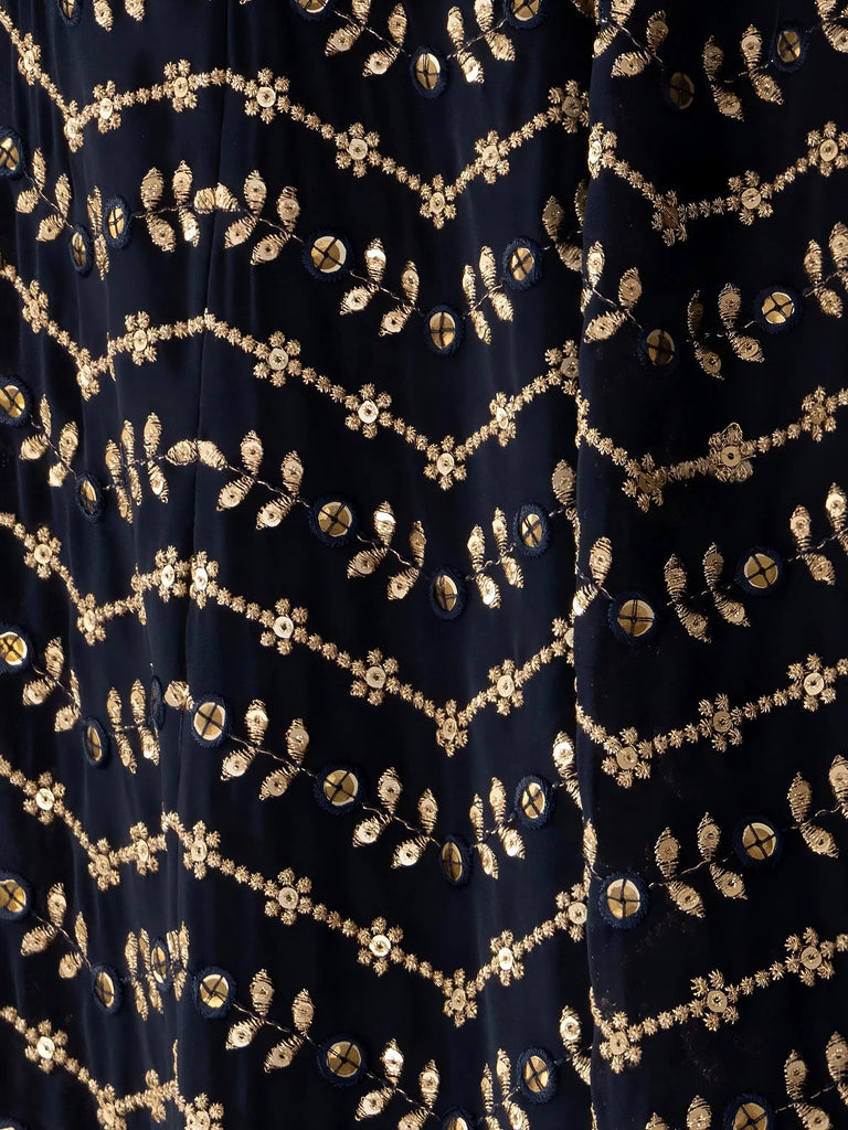 Charming Navy Blue Sequins Georgette Party Wear Lehenga Choli