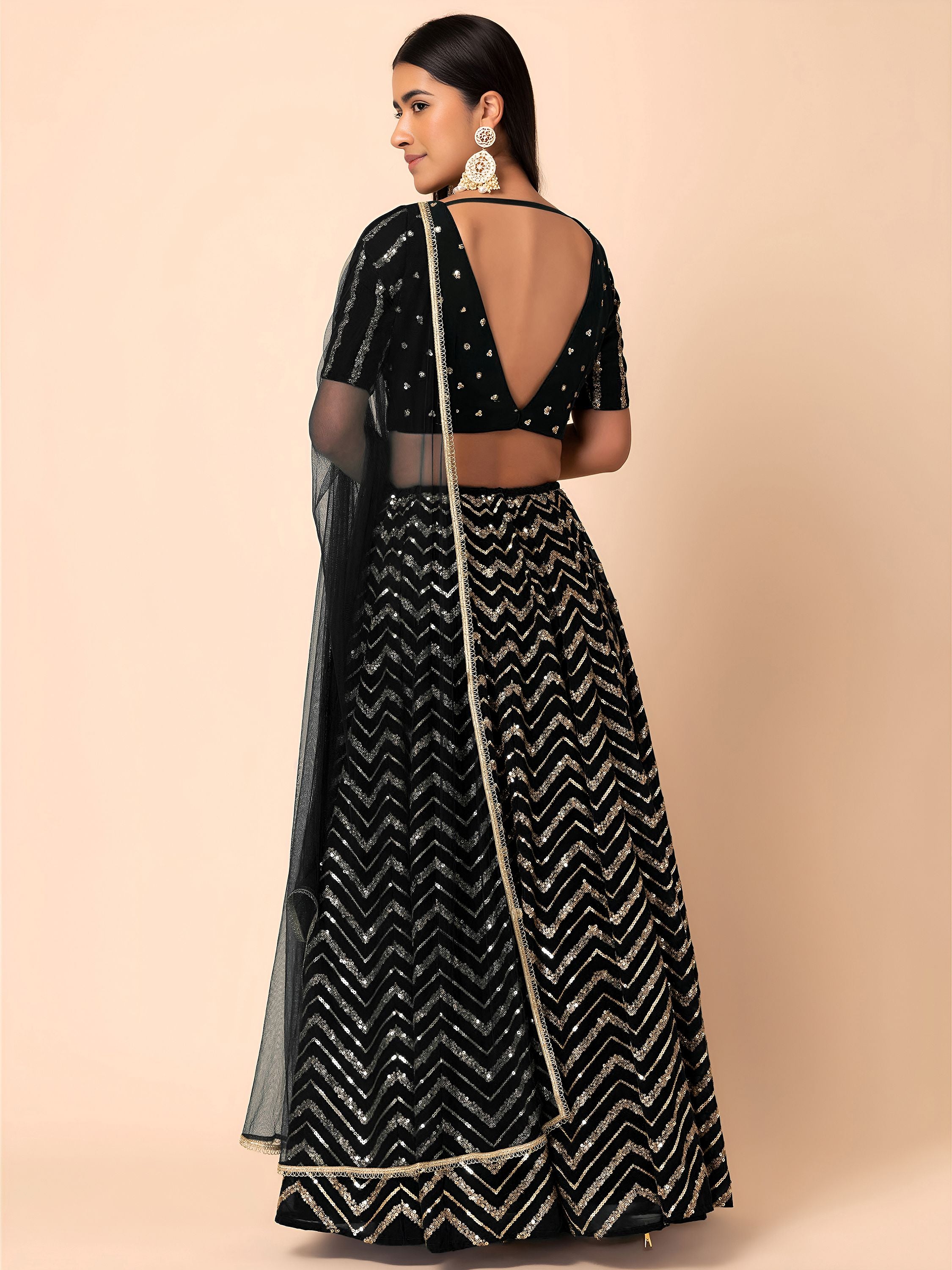 Lovely Black Zari Embroidered Georgette Reception Wear Lehenga Choli