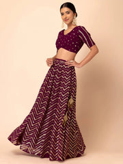 Charming Maroon Zari Embroidered Georgette Wedding Lehenga Choli