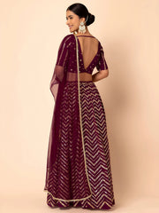 Charming Maroon Zari Embroidered Georgette Wedding Lehenga Choli