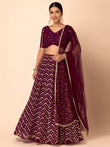 Charming Maroon Zari Embroidered Georgette Wedding Lehenga Choli