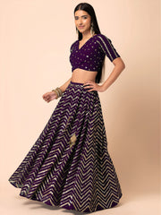 Enchanting Purple Zari Embroidered Georgette Party Wear Lehenga Choli
