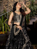 Delicate Black Silk Zari Embroidered Lehenga Choli With Dupatta