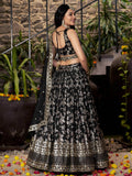 Delicate Black Silk Zari Embroidered Lehenga Choli With Dupatta
