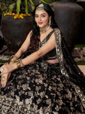 Delicate Black Silk Zari Embroidered Lehenga Choli With Dupatta