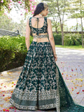 Feminine Green Sequins Mehendi Wear Lehenga Choli