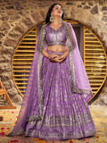 Enchanting Lavender Thread Embroidered Silk Lehenga Choli