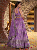 Enchanting Lavender Thread Embroidered Silk Lehenga Choli