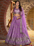 Enchanting Lavender Thread Embroidered Silk Lehenga Choli