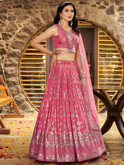 Striking Peach Silk Reception Wear Lehenga Choli With Dupatta