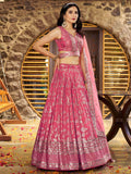 Striking Peach Silk Reception Wear Lehenga Choli With Dupatta