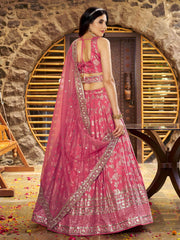 Striking Peach Silk Reception Wear Lehenga Choli With Dupatta