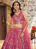 Striking Peach Silk Reception Wear Lehenga Choli With Dupatta