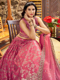 Striking Peach Silk Reception Wear Lehenga Choli With Dupatta