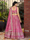 Bold Pink Silk Engagement Wear Lehenga Choli With Dupatta