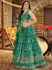 Rich Rama Green Zari Embroidered Traditional Lehenga Choli
