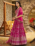 Captivating Rani Pink Thread Embroidery Wedding Wear Lehenga Choli