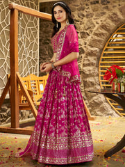 Captivating Rani Pink Thread Embroidery Wedding Wear Lehenga Choli