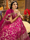 Captivating Rani Pink Thread Embroidery Wedding Wear Lehenga Choli