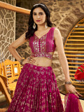 Captivating Rani Pink Thread Embroidery Wedding Wear Lehenga Choli