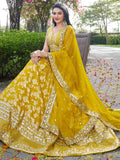 Alluring Yellow Silk Embroidered Haldi Wear Lehenga Choli
