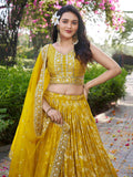 Alluring Yellow Silk Embroidered Haldi Wear Lehenga Choli