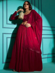 Marvelous Red Sequins Work Georgette Reception wear Lehenga Choli