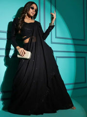 Magnificent Black Georgette Party Wear Lehenga With Sequins Choli