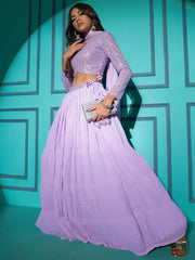 Phenomenal Lavender Sequins Work Georgette Bridesmaid Lehenga Choli