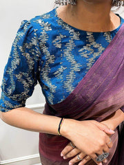 Alluring Brown Zari Striped Rangoli Silk Party Wear Saree With Blouse