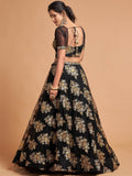Awesome Black Zari Embroidery Net Party Wear Lehenga Choli
