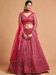 Stunning Pink Sequins Net Reception Wear Plus Size Lehenga Choli