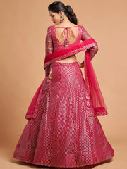 Stunning Pink Sequins Net Reception Wear Plus Size Lehenga Choli