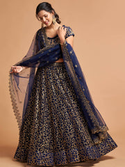 Marvelous Blue Sequins Net Party Wear Plus Size Lehenga Choli