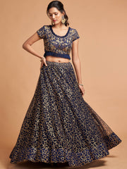 Marvelous Blue Sequins Net Party Wear Plus Size Lehenga Choli