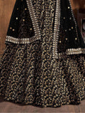Black Zari Embroidery Raw Silk Wedding Lehenga Choli With Dupatta