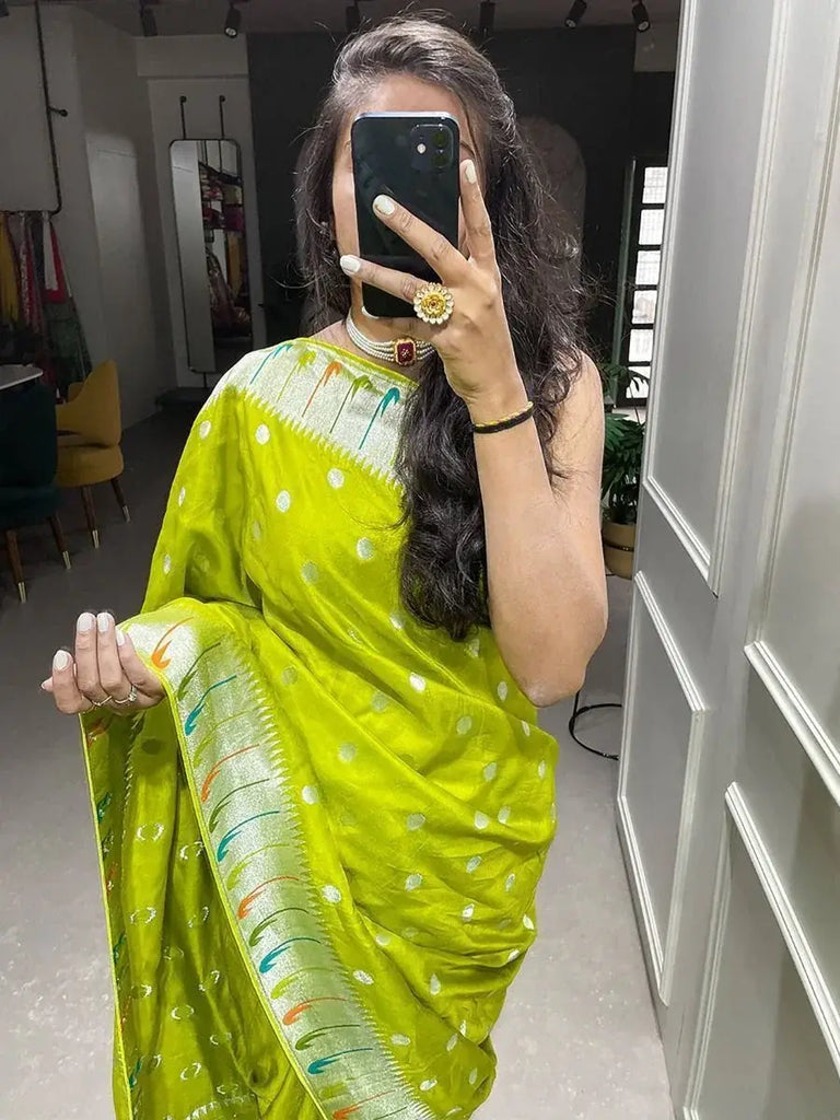Charismatic Green Zari Weaved Viscose Marriage Wear Saree With Blouse