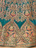 Ravishing Teal Blue Heavy Embroidered Velvet Bridesmaid Lehenga Choli