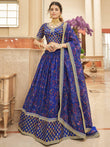 Wondrous Blue Digital Printed Organza Engagement Wear Lehenga Choli