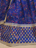 Wondrous Blue Digital Printed Organza Engagement Wear Lehenga Choli