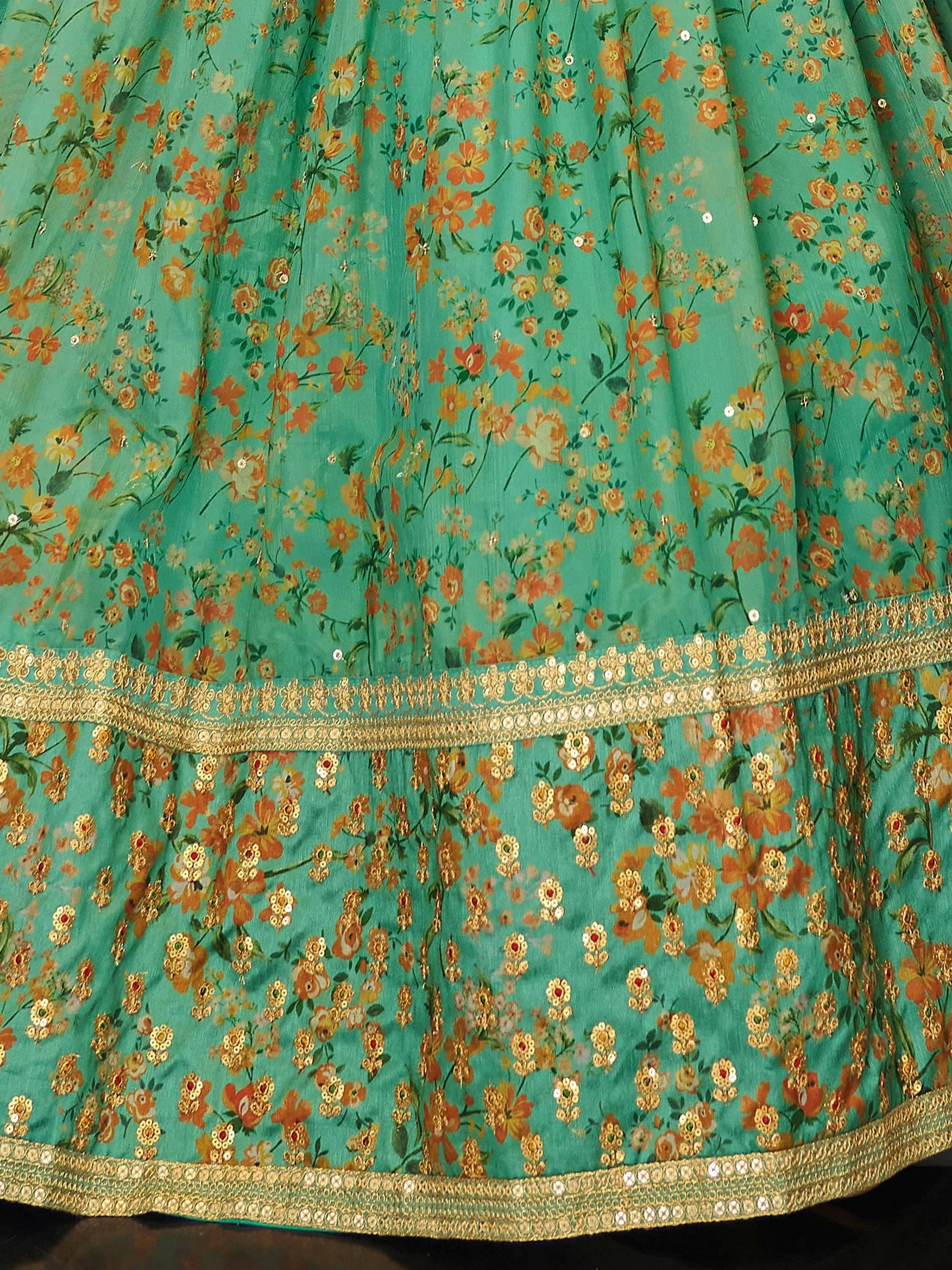 Artistic Green Embroidered Organza Function Wear Plus Size Lehenga Choli